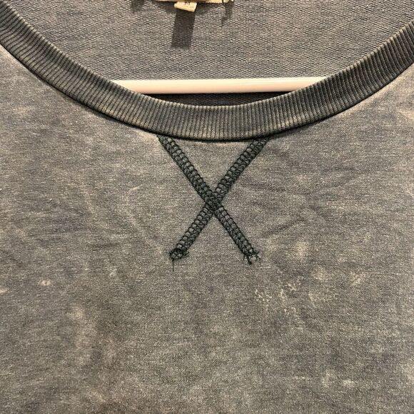 Buckle Gimmicks Green Ruched Drop Shoulder Acid Wash Mixed Media Sweatshirt M - Picture 6 of 10